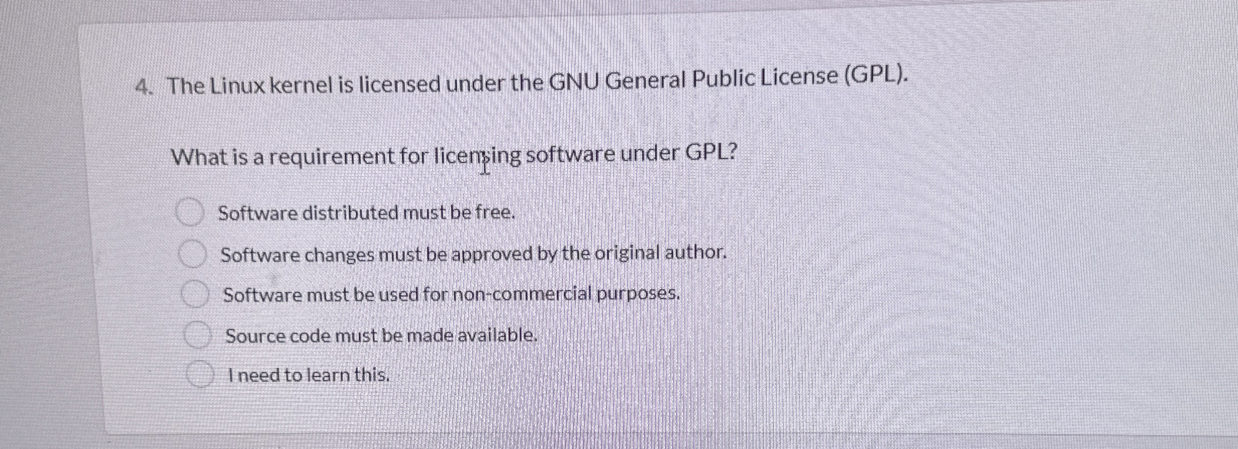 The Linux kernel is licensed under the GNU