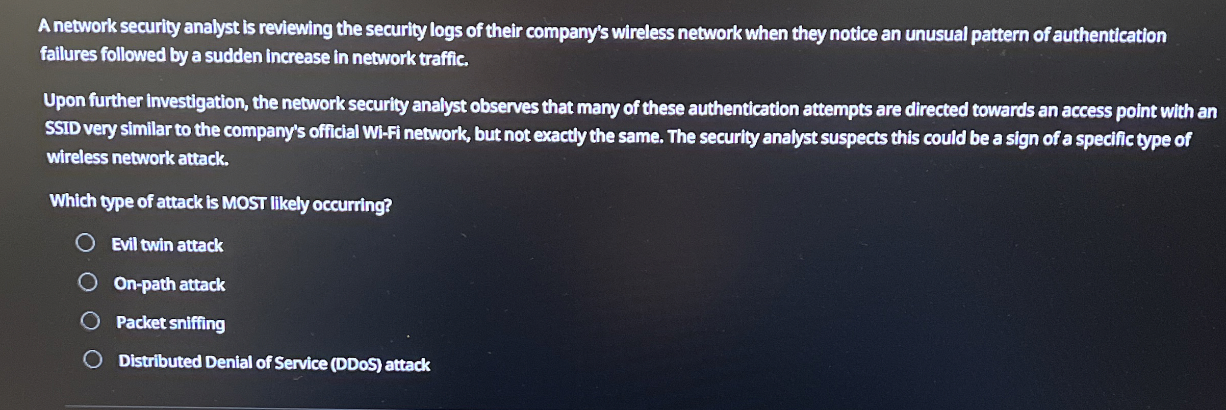 A network security analyst is reviewing the