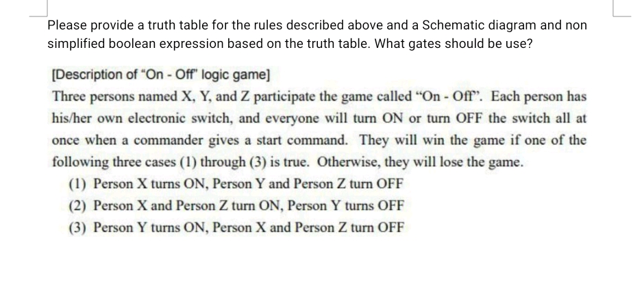 Please provide a truth table for the rules