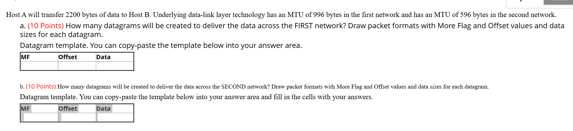 Host A will transfer 2 2 0 0 bytes of data to