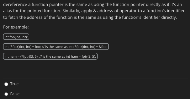 dereference a function pointer is the same as