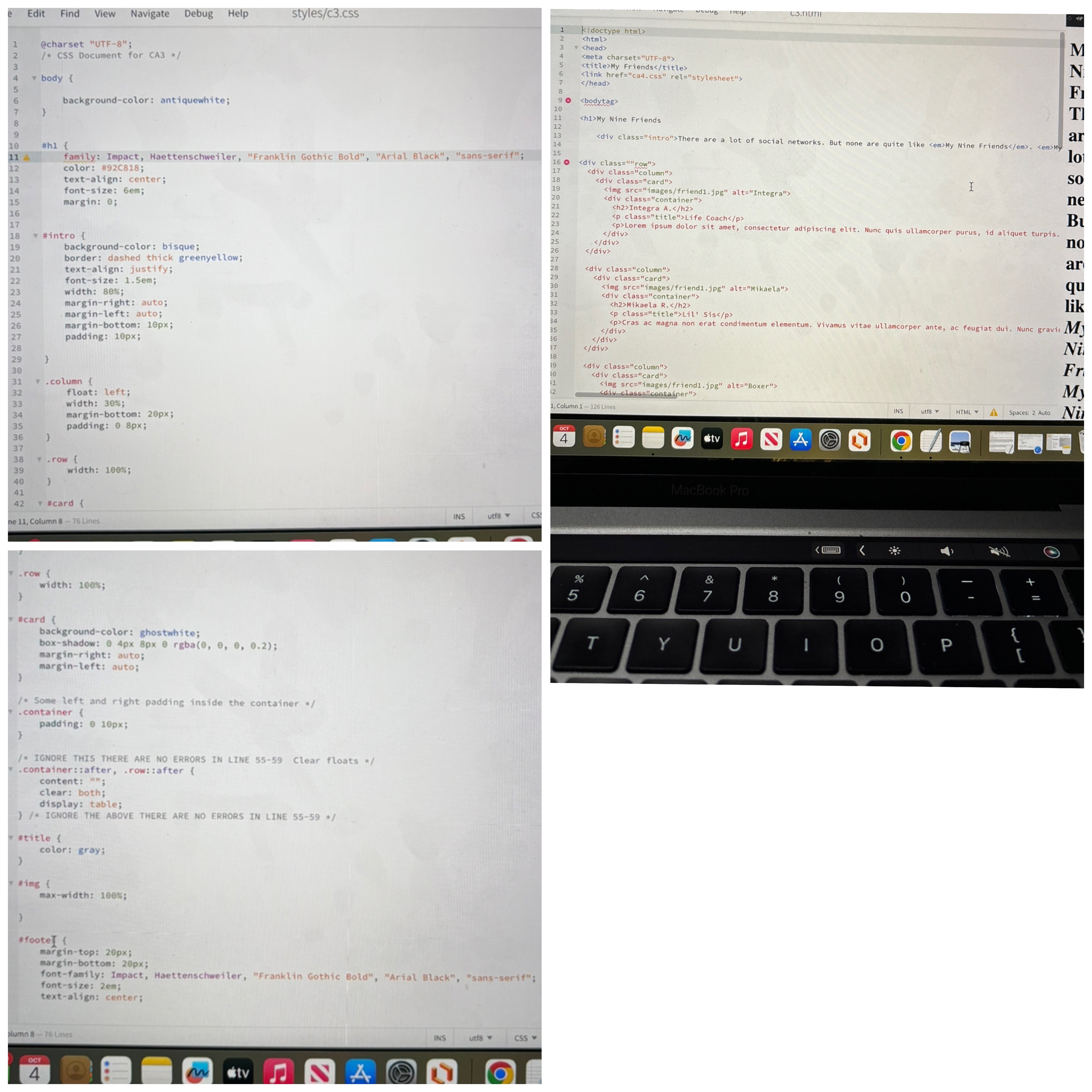 Whats wrong with my css on the left