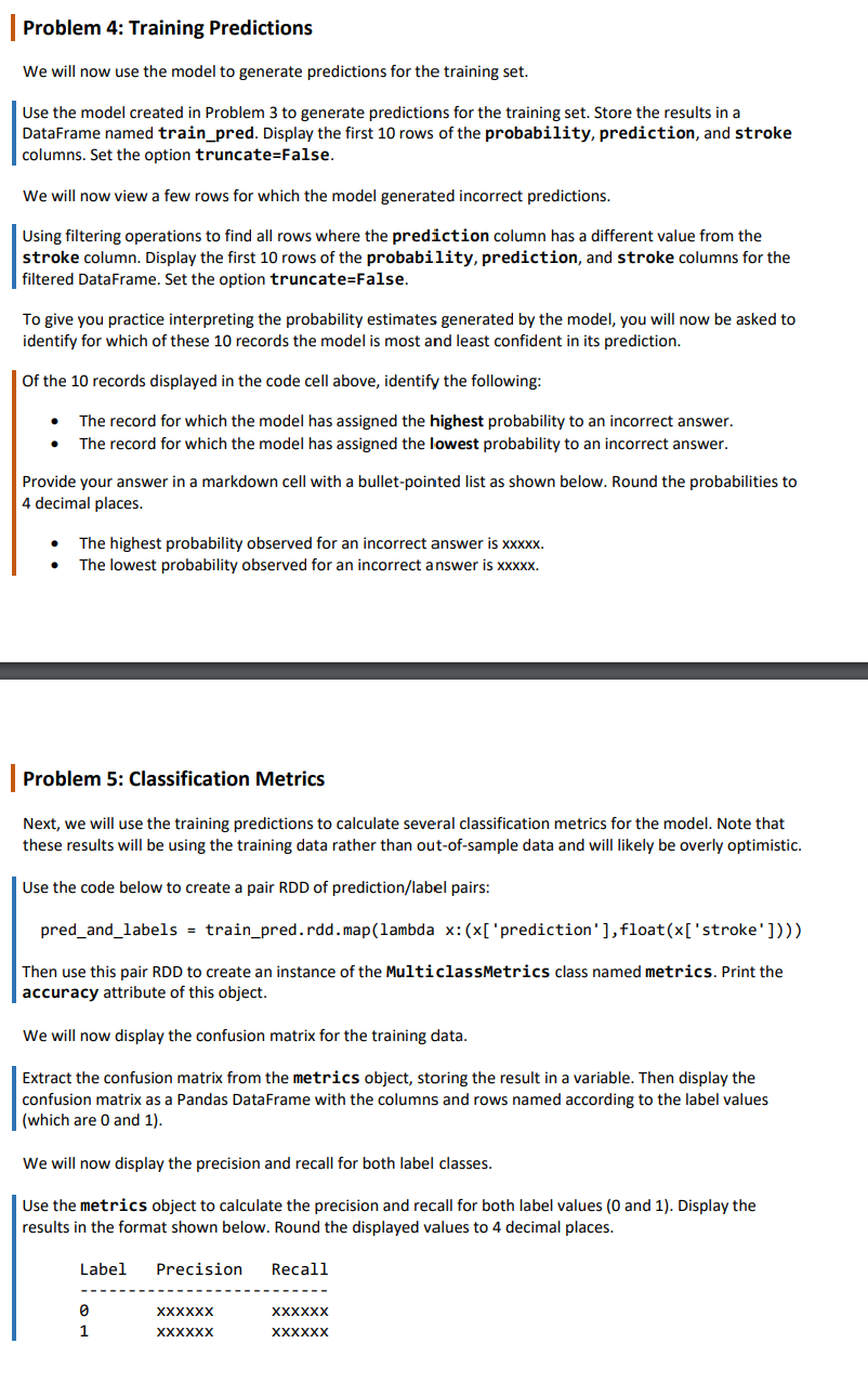 Problem 4 : Training Predictions Problem 4 :