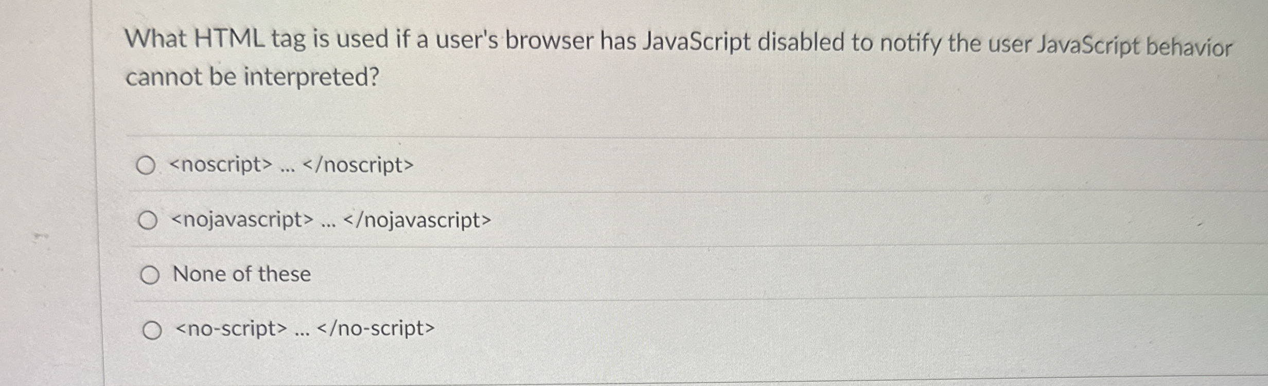 What HTML tag is used if a user's browser has