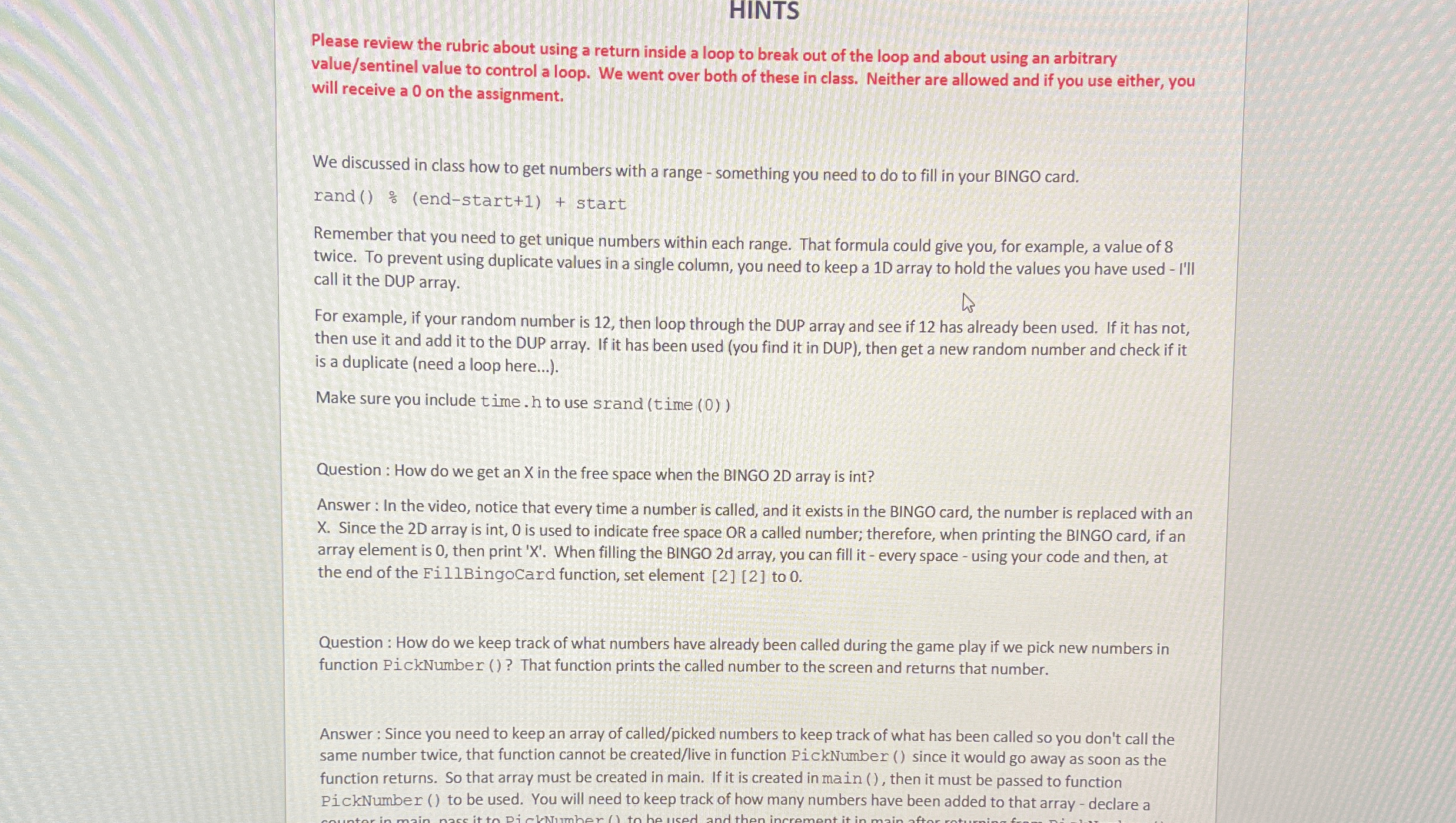 C Program reate a 2 D array that will be your