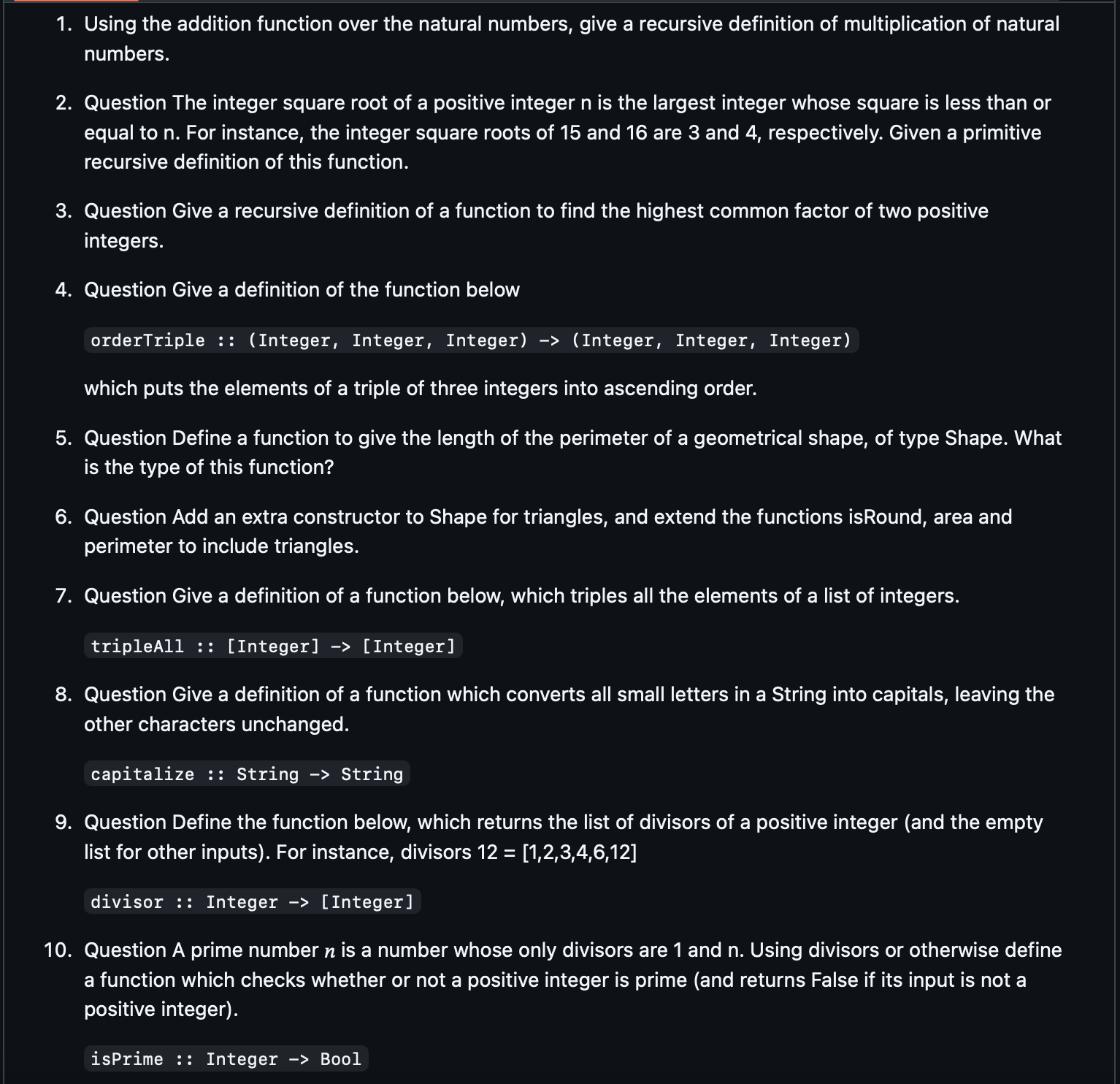 WRITE IT IN HASKELL Using the addition function