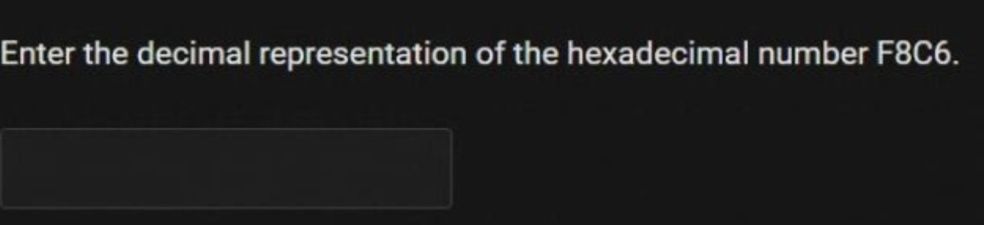 Enter the decimal representation of the