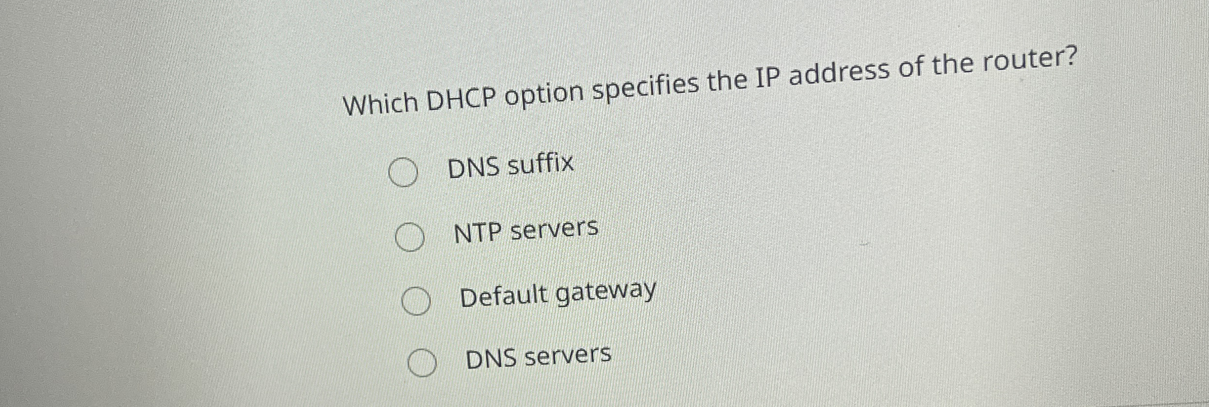 Which DHCP option specifies the IP address of the