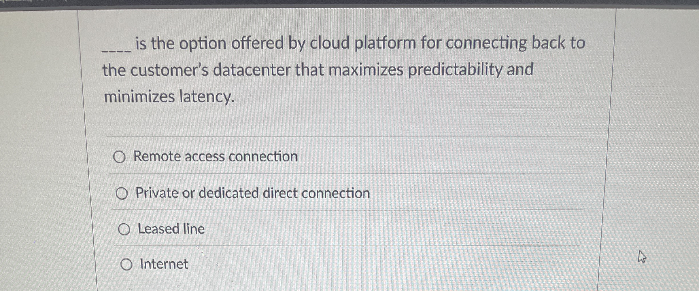 is the option offered by cloud platform for