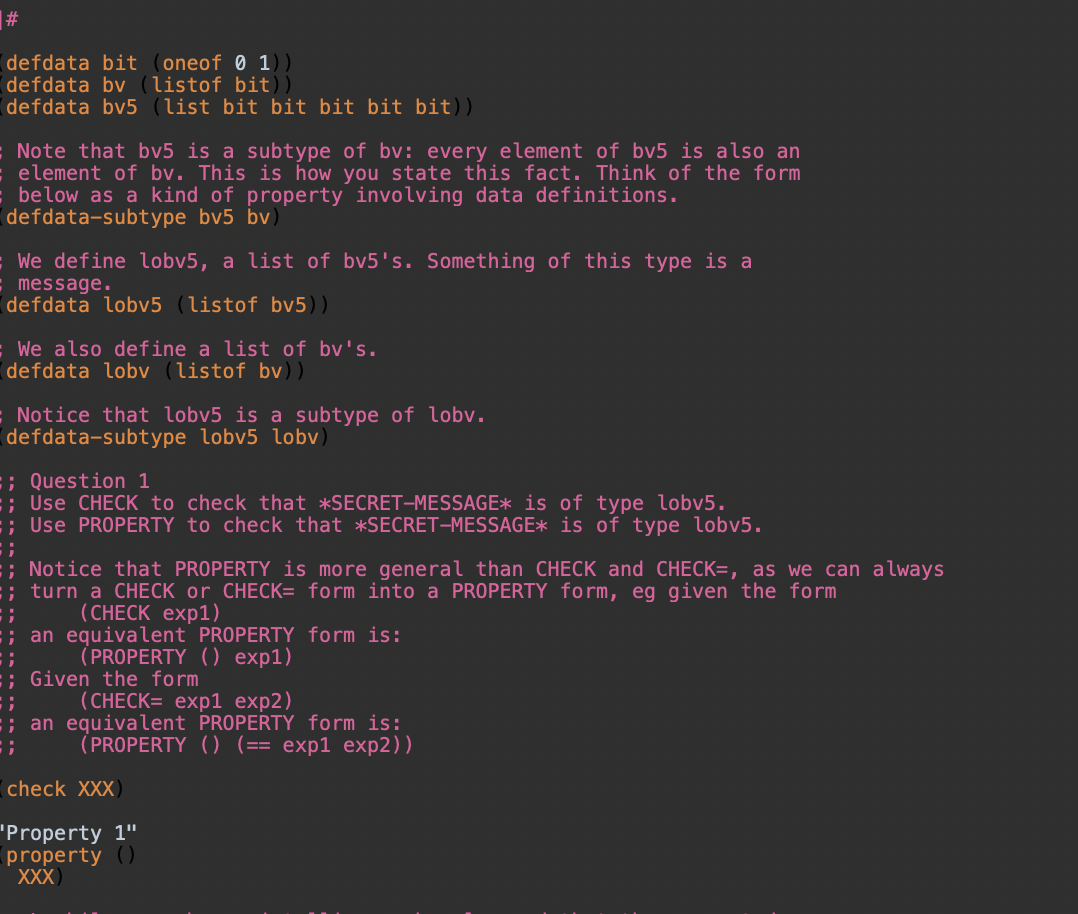 defdata bit ( oneof 0 1 ) ) defdata bv ( listof