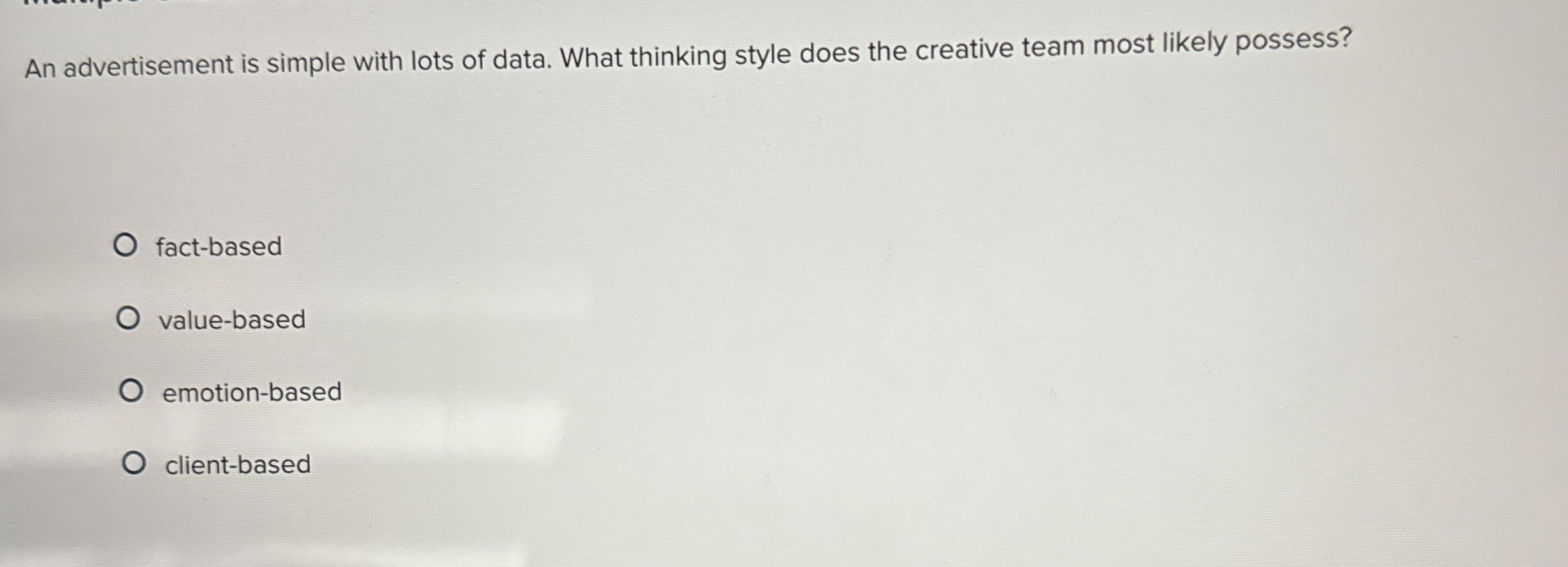 An advertisement is simple with lots of data.