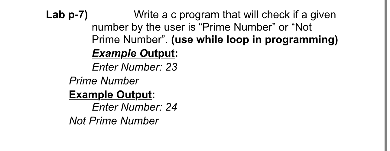 Lab p - 7 ) Write a c program that will check if