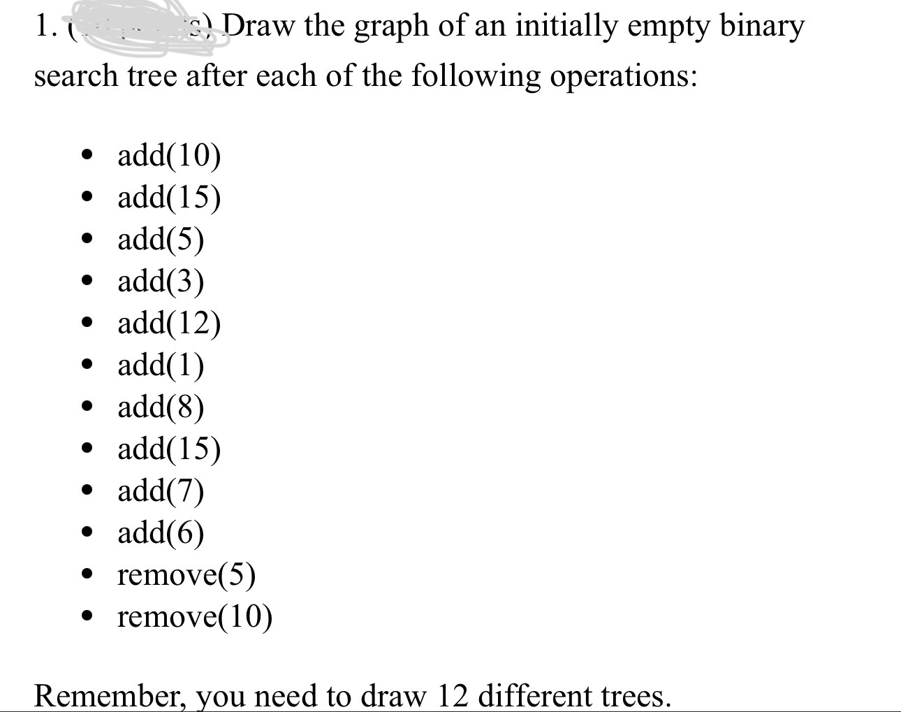 1 . 1 ( a ) Draw the graph of an initially empty
