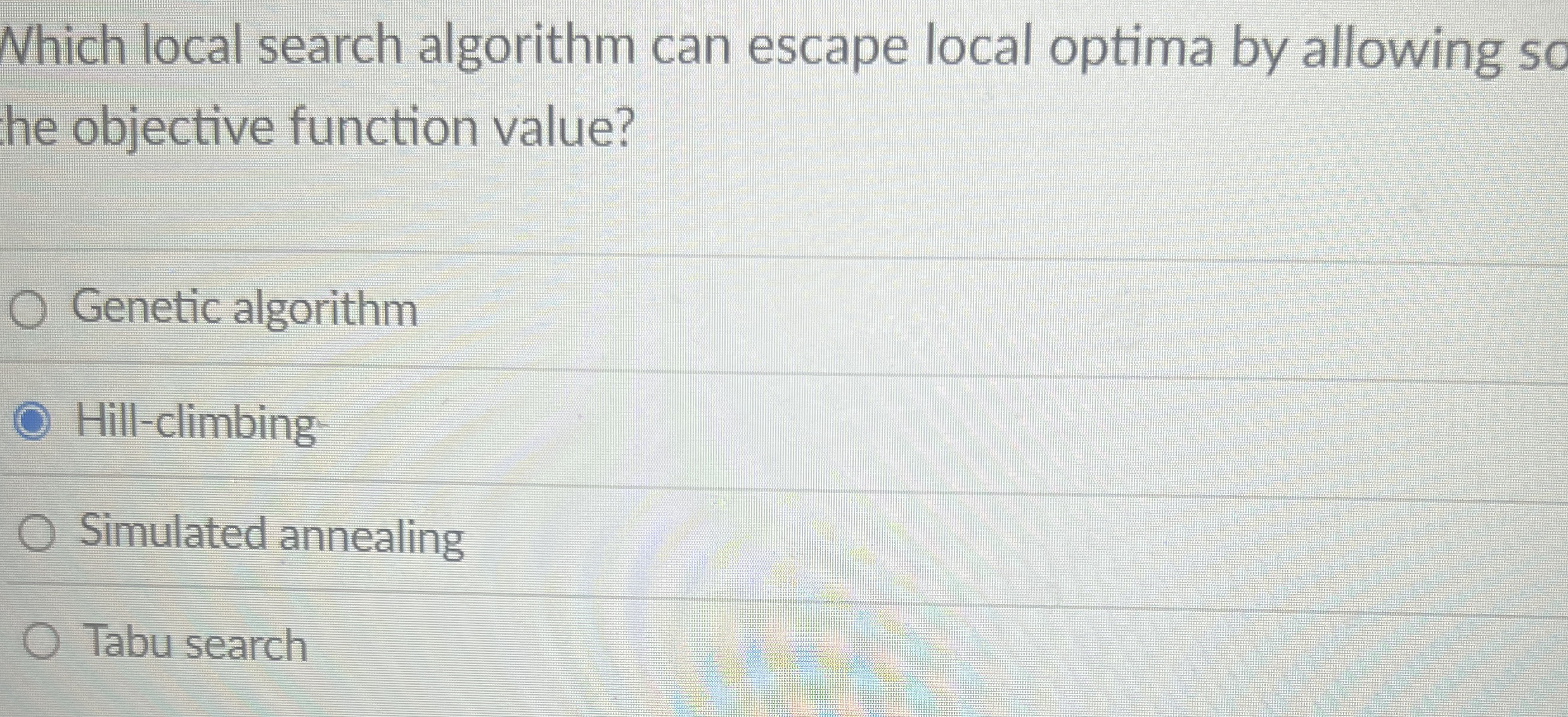 Which local search algorithm can escape local