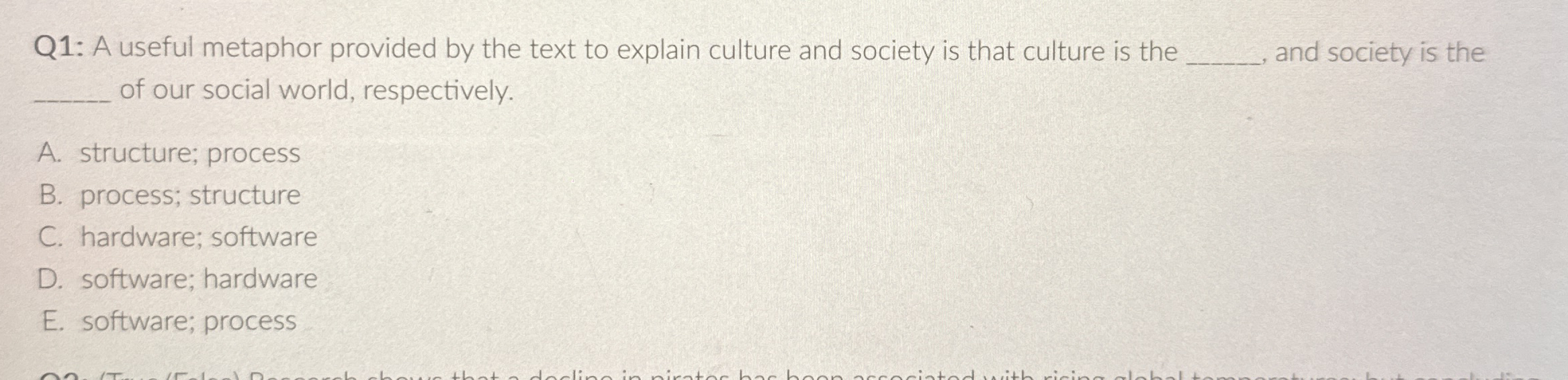 Q 1 : A useful metaphor provided by the text to