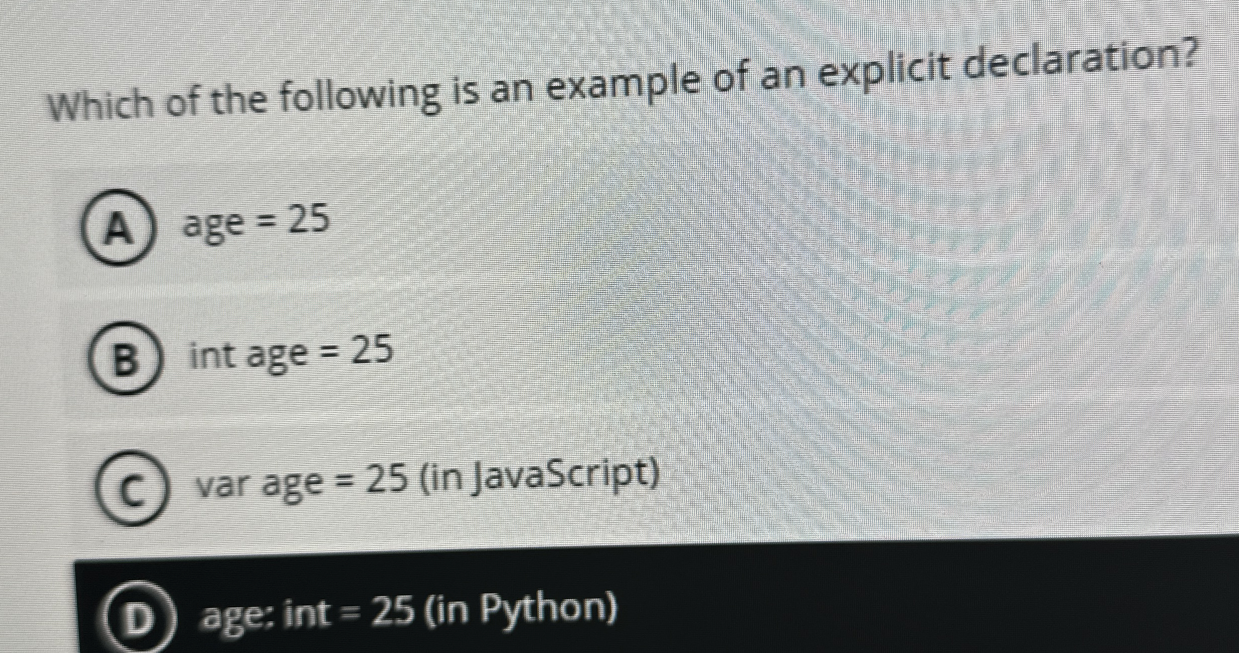 Which of the following is an example of an