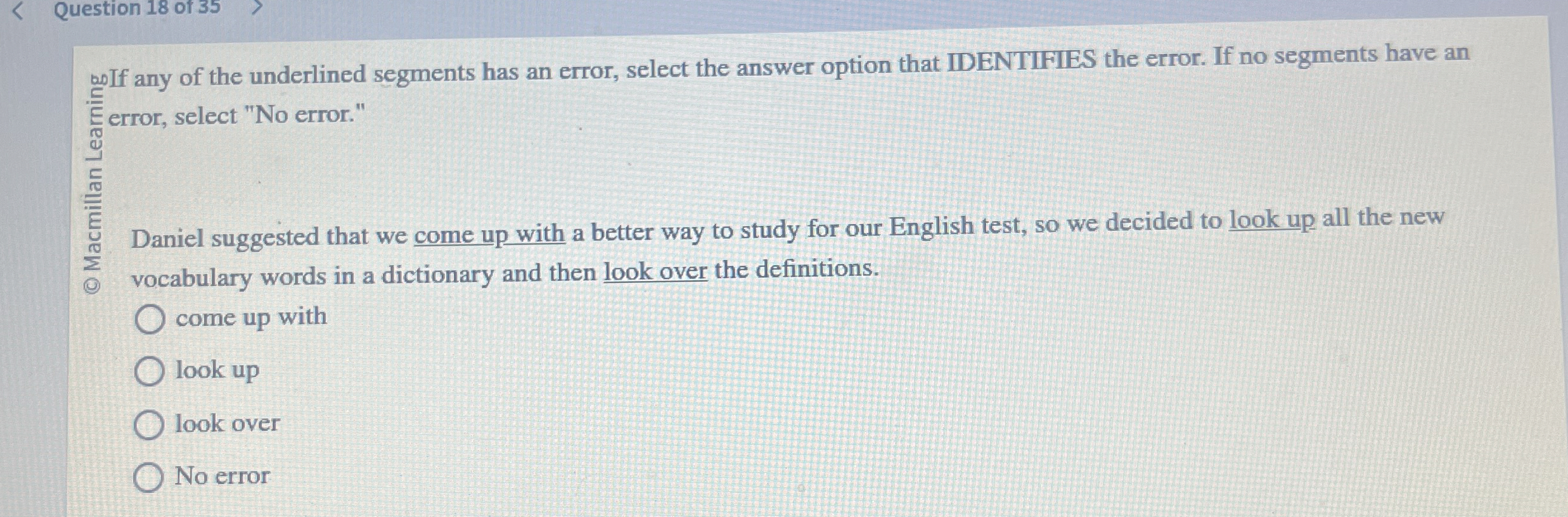 Question 1 8 of 3 5 anIf any of the underlined