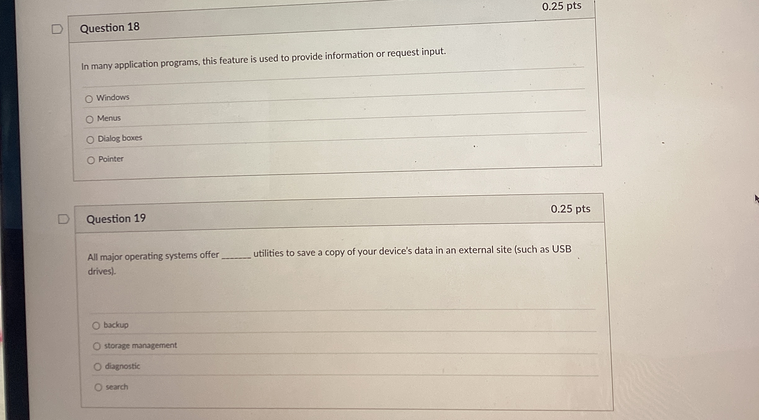 Question 1 8 In many application programs, this