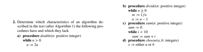 Determine which characteristics of an algorithm