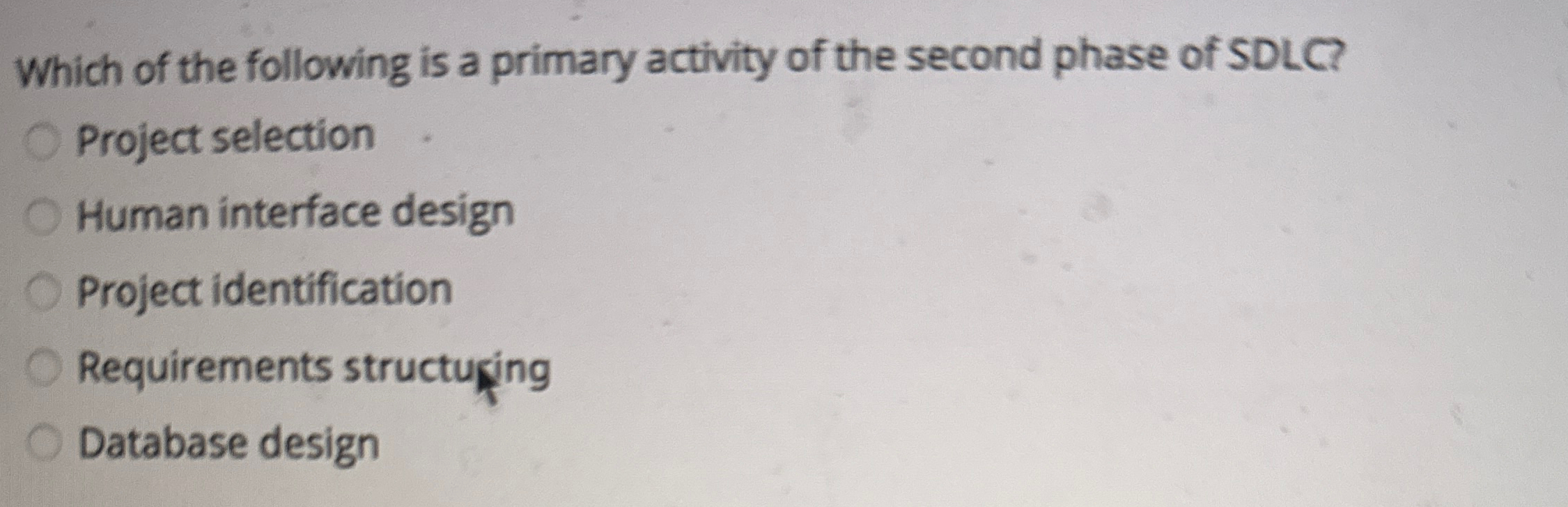 Which of the following is a primary activity of