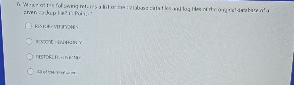 Which of the following returns a list of the