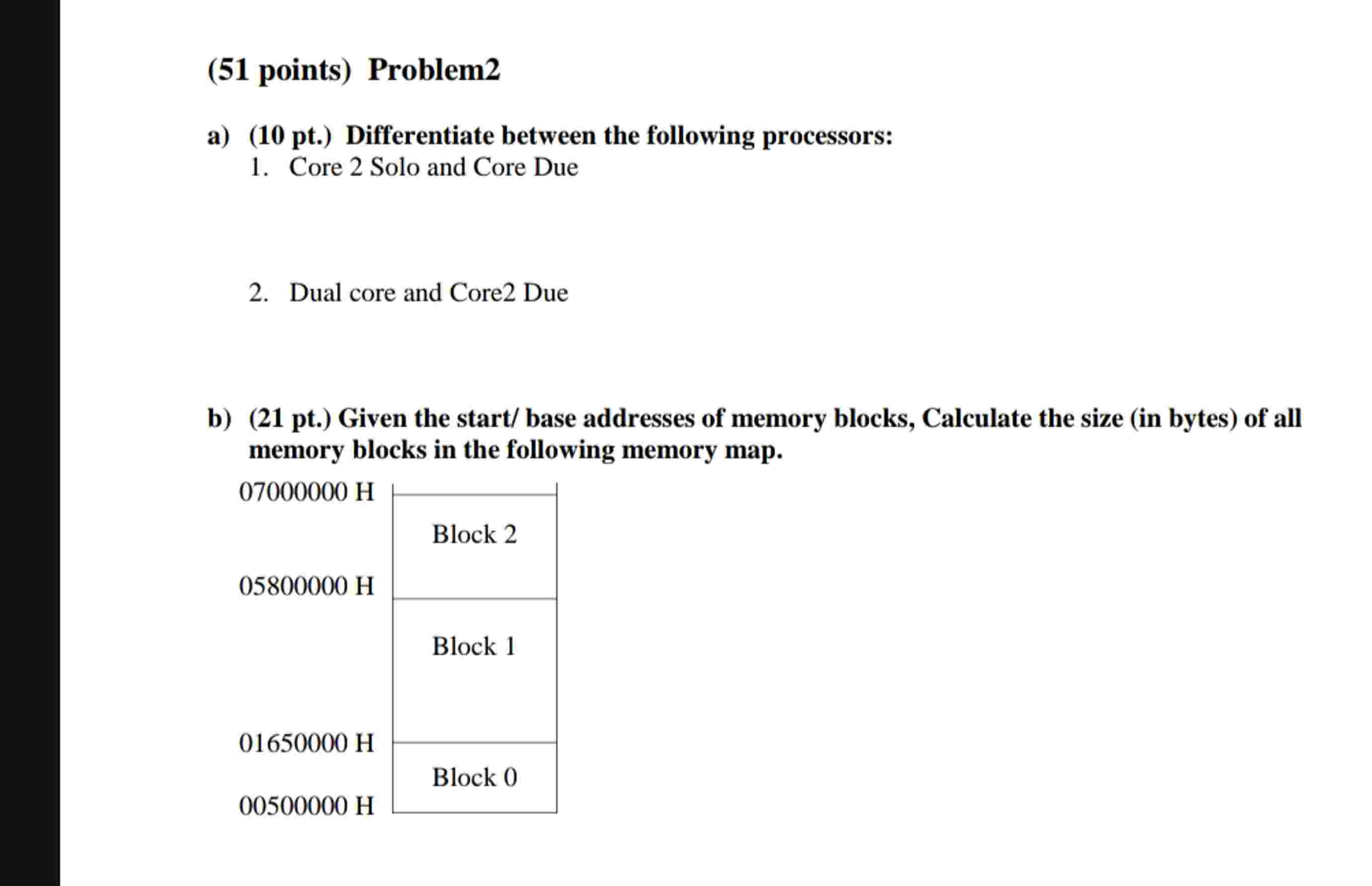Differentiate between the following processors: