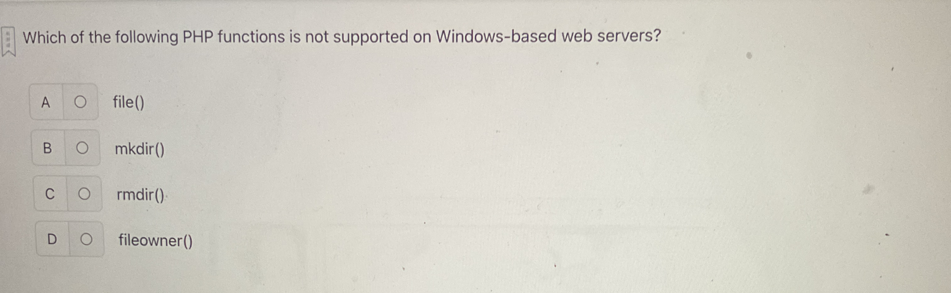 Which of the following PHP functions is not