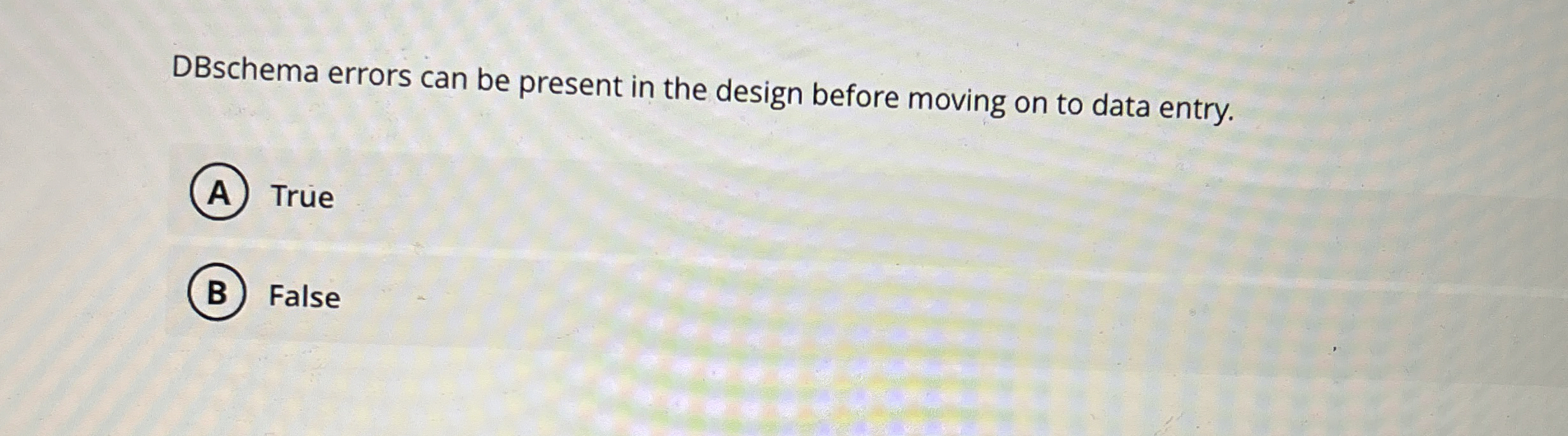 DBschema errors can be present in the design