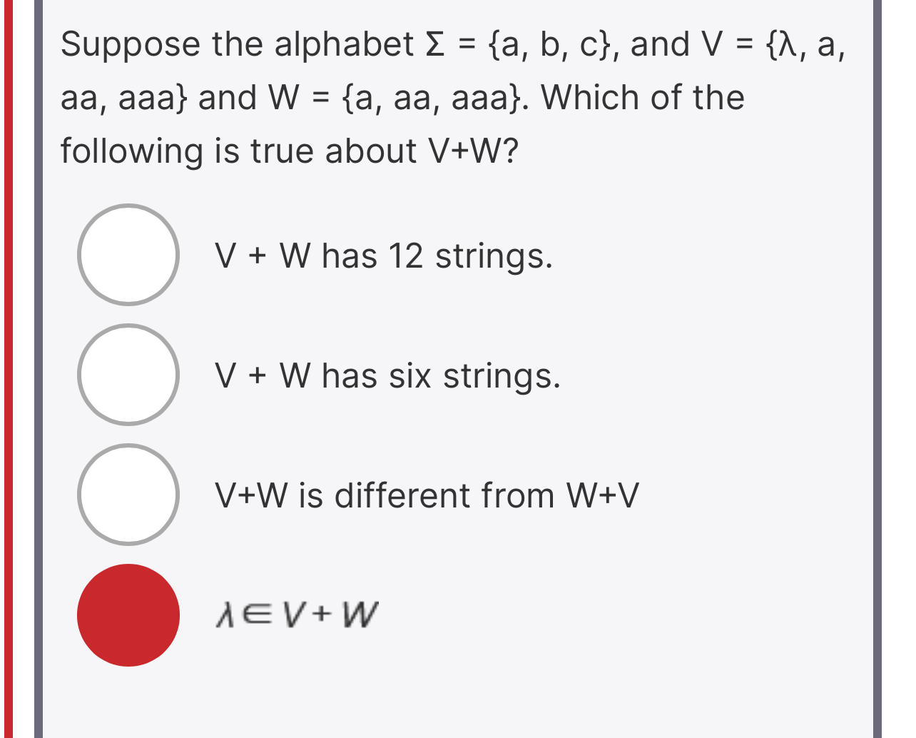 Suppose the alphabet = { a , b , c } , and , a ,