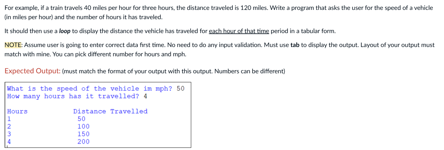 For example, if a train travels 4 0 miles per