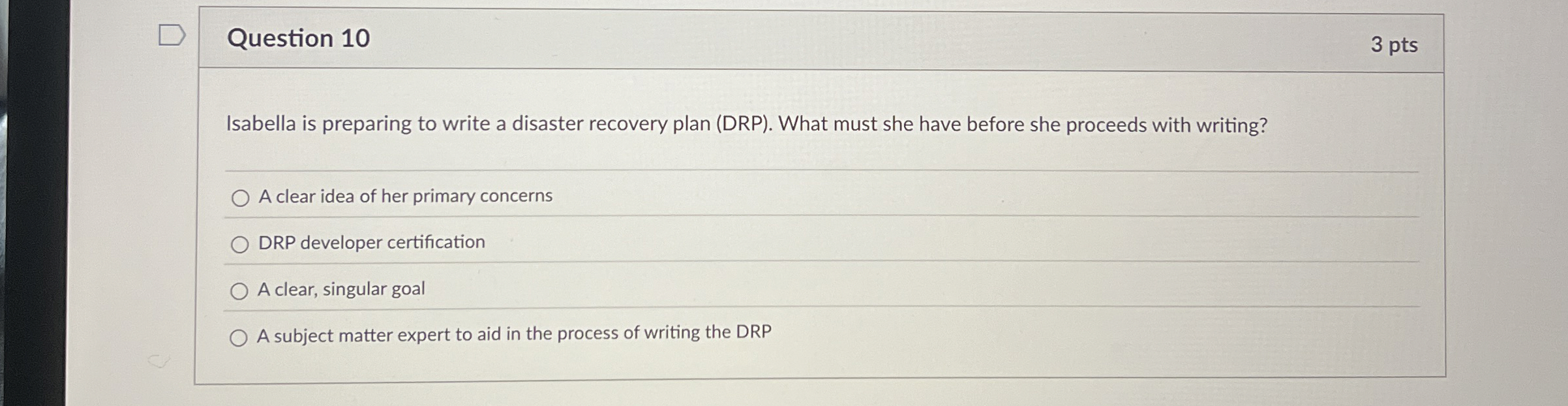 Question 1 0 Isabella is preparing to write a