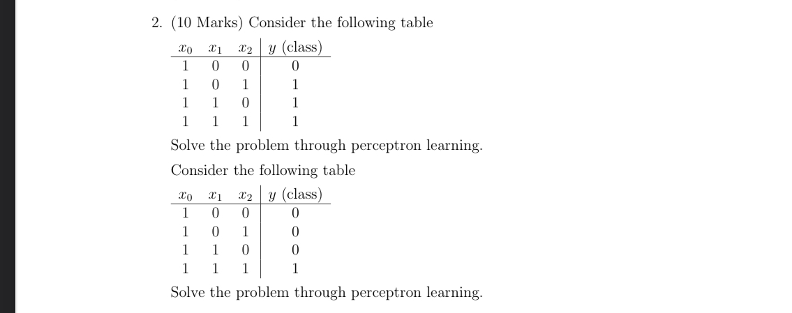 ( 1 0 Marks ) Consider the following table \