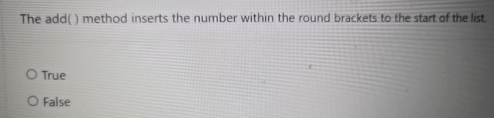 The add ( ) method inserts the number within the