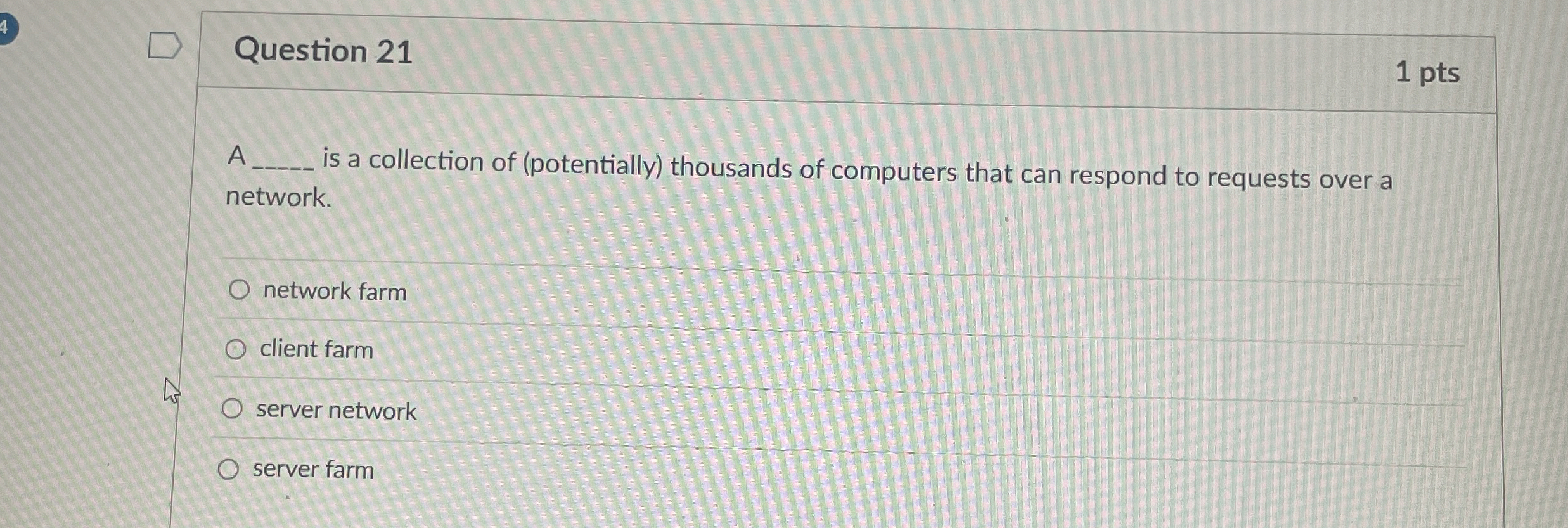 Question 2 1 A is a collection of ( potentially )