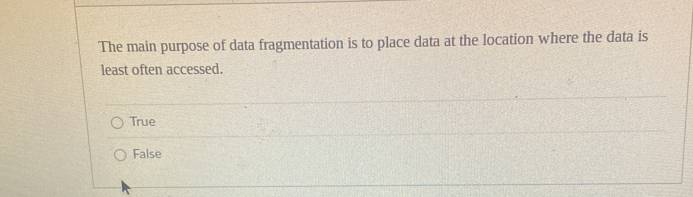 The main purpose of data fragmentation is to
