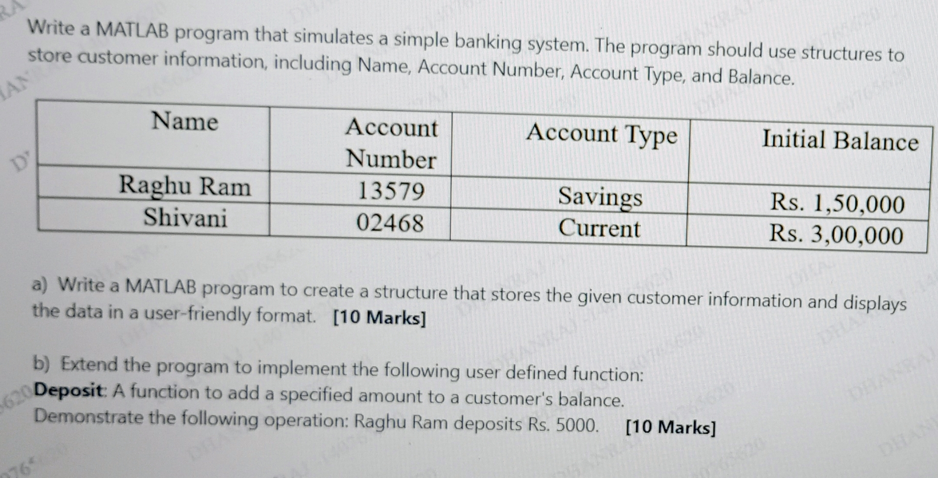 Write a MATLAB program that simulates a simple