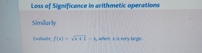 Loss of Significance in arithmetic operations