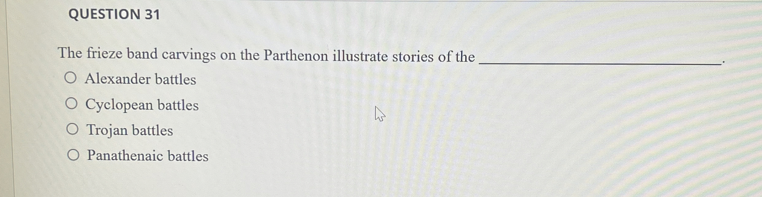 The frieze band carvings on the Parthenon