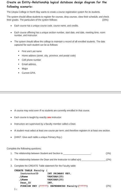 Create an Entity - Relationship logical database