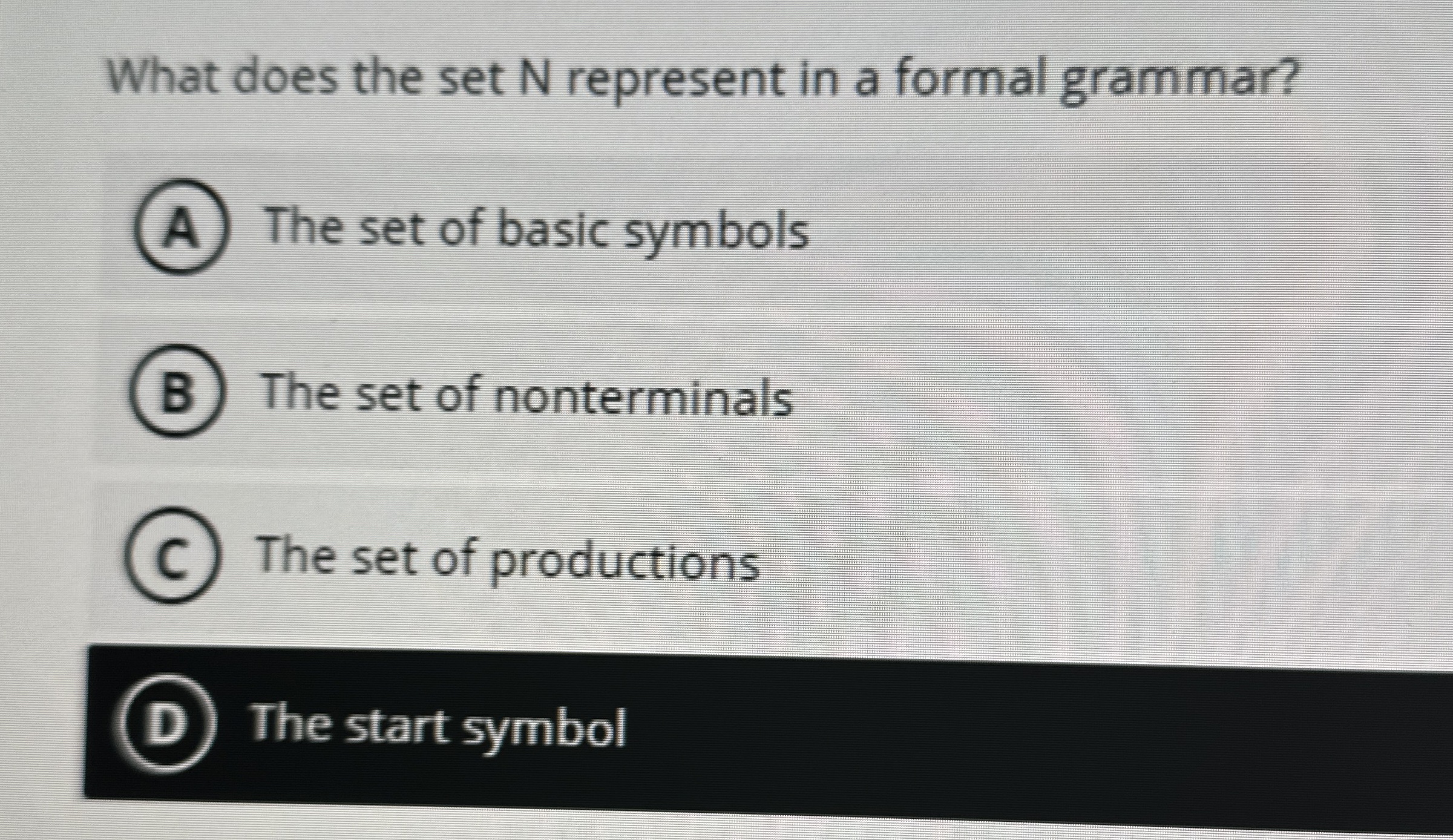What does the set N represent in a formal