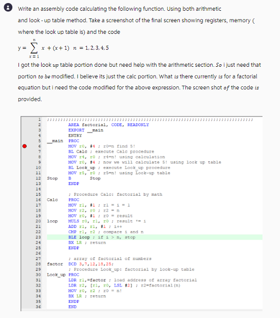 ( 8 ) Write an assembly code calculating the