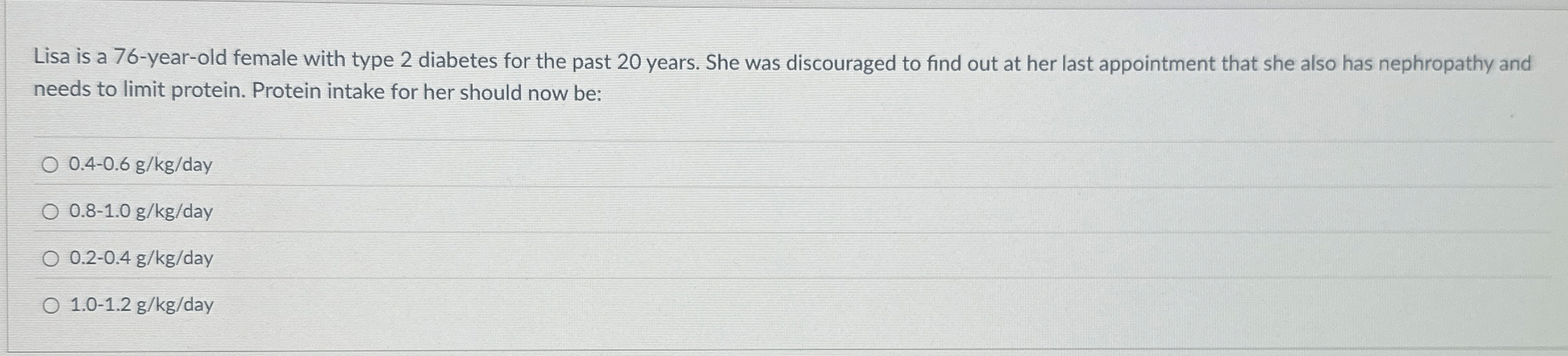 Lisa is a 7 6 - year - old female with type 2