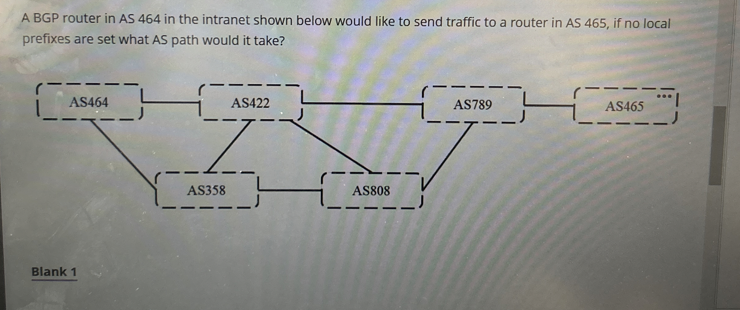 A BGP router in AS 4 6 4 in the intranet shown