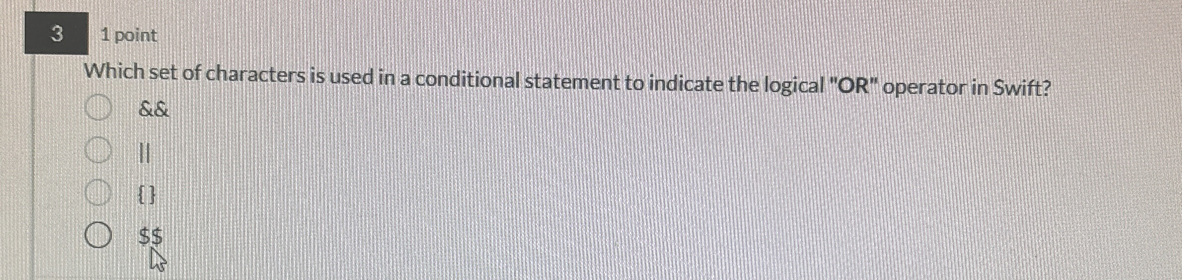 3 1 point Which set of characters is used in a