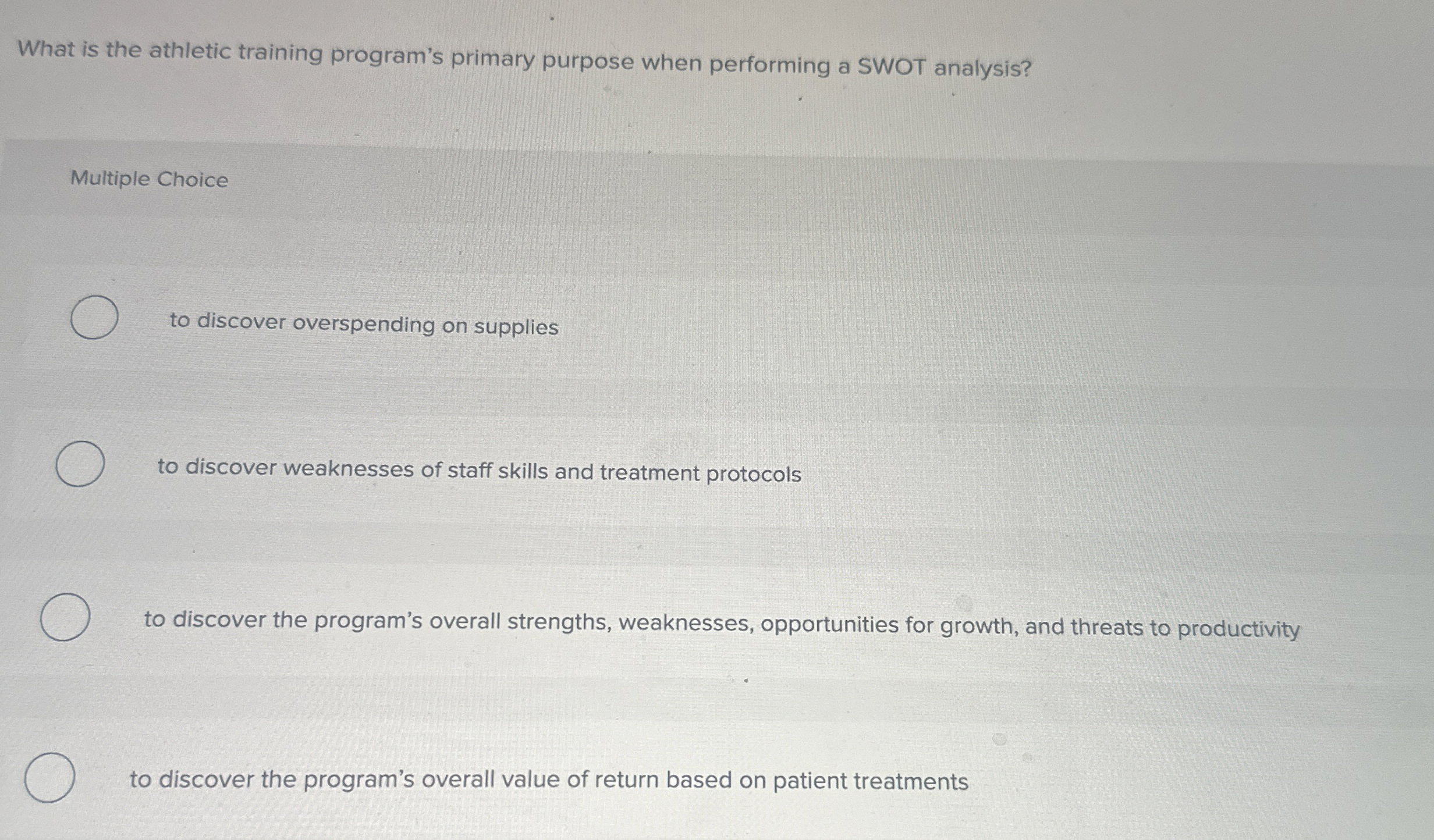 What is the athletic training program's primary