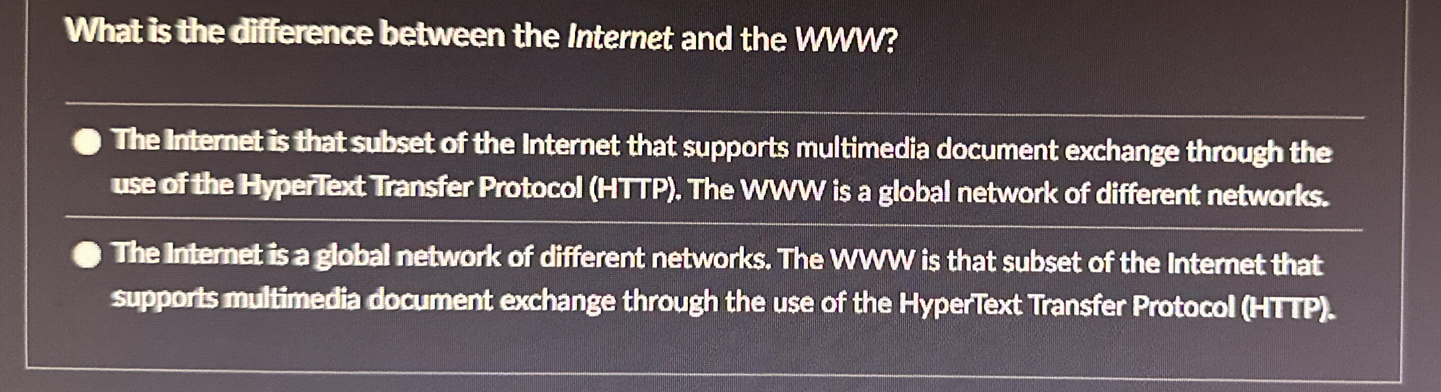What is the difference between the Internet and