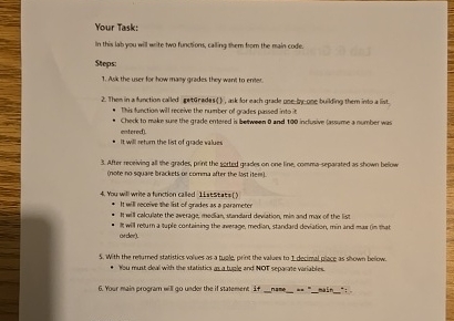 Your Task: In this lab you will write two
