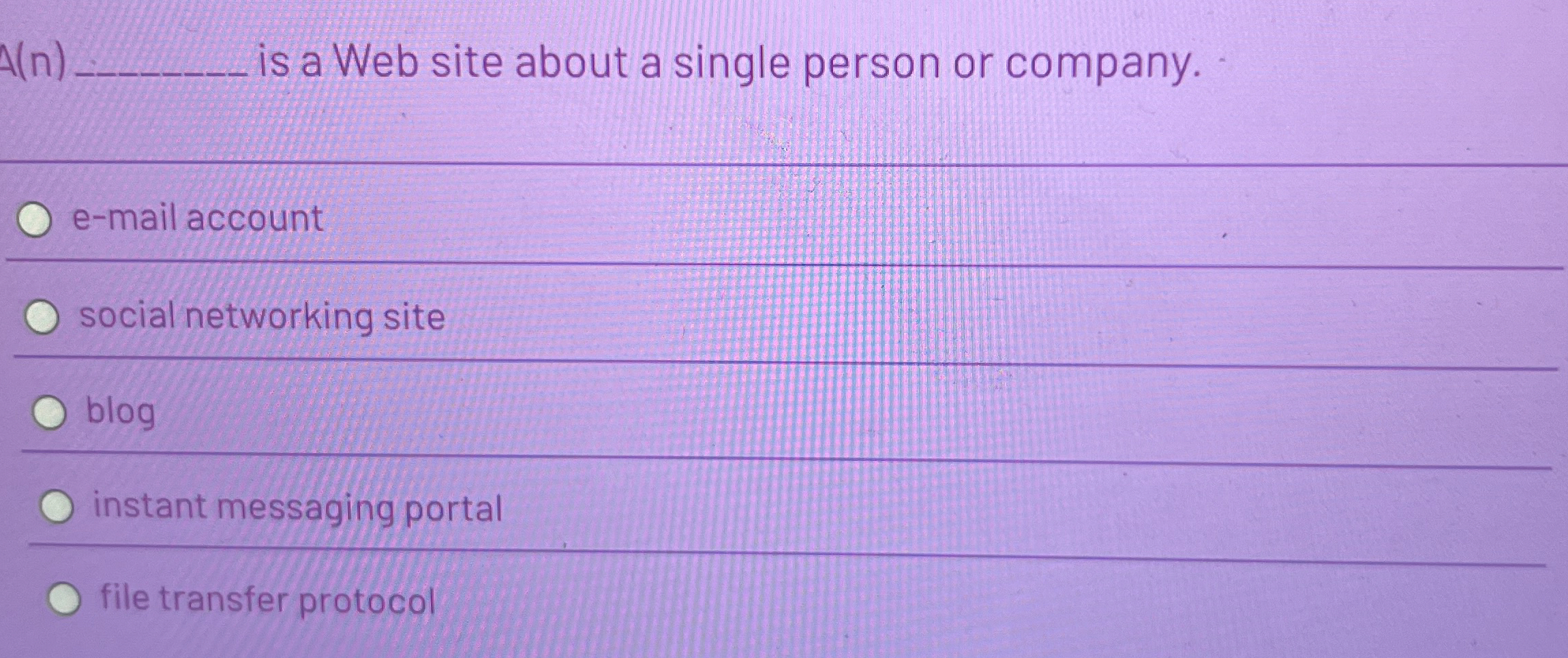 A ( n ) is a Web site about a single person or