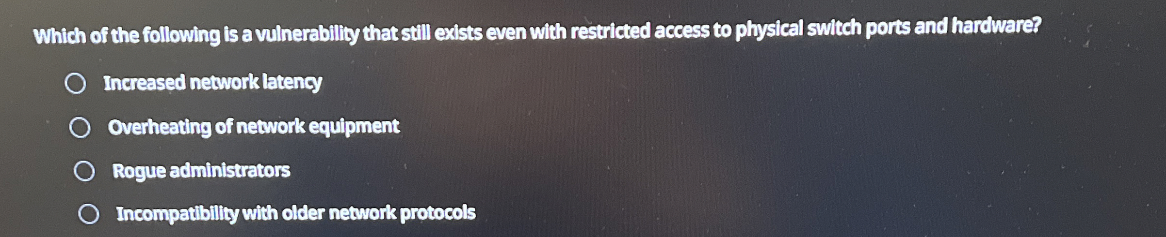 Which of the following is a vilnerability that