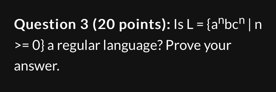 Question 3 ( 2 0 points ) : Is | ) : } Prove your